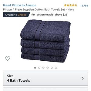 Set of 4 navy bath towels